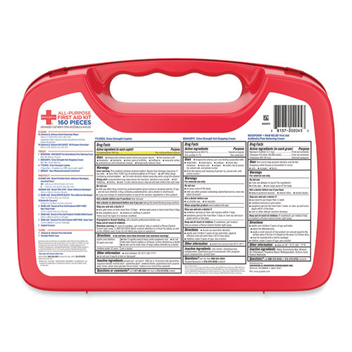 Image of Johnson & Johnson® Red Cross® All-Purpose First Aid Kit, 160 Pieces, Plastic Case