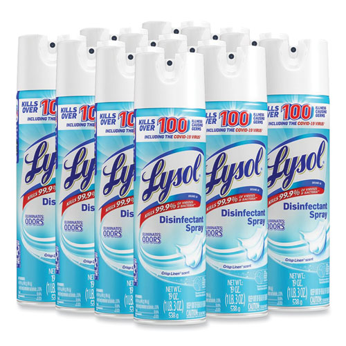 LYSOL® Brand Disinfectant Spray, Crisp Linen, 19 oz Aerosol Spray, 12/Carton