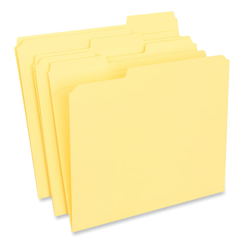 Reinforced Top-Tab File Folders, 1/3-Cut Tabs: Assorted, Letter Size, 1" Expansion, Yellow, 100/Box