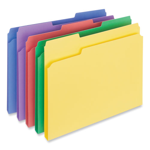 Image of Universal® Reinforced Top-Tab File Folders, 1/3-Cut Tabs: Assorted, Letter Size, 1" Expansion, Assorted Colors, 100/Box