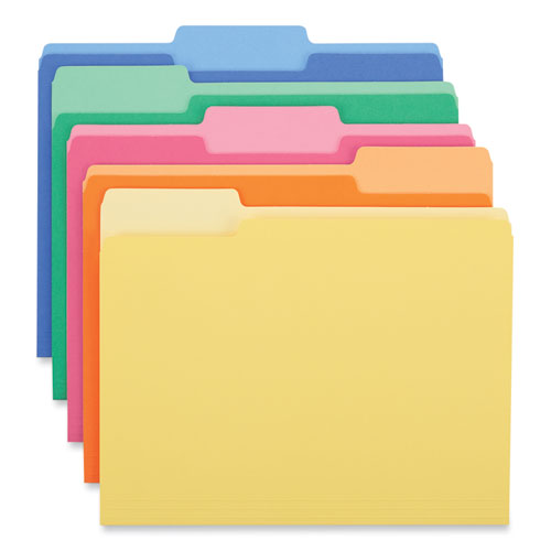 Image of Universal® Deluxe Heavyweight File Folders, 1/3-Cut Tabs: Assorted, Letter Size, 0.75" Expansion, Assorted Colors, 50/Box