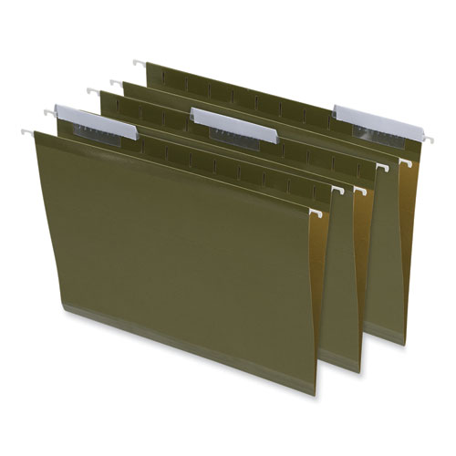 Image of Universal® Deluxe Reinforced Recycled Hanging File Folders, Letter Size, 1/3-Cut Tabs, Standard Green, 25/Box