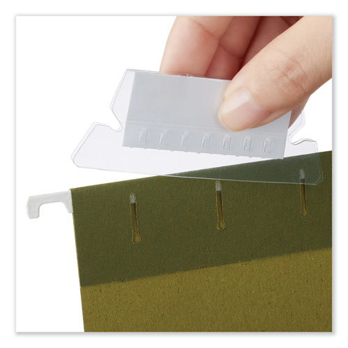 Image of Universal® Hanging File Folder Plastic Index Tabs, 1/5-Cut, Clear, 2.25" Wide, 25/Pack