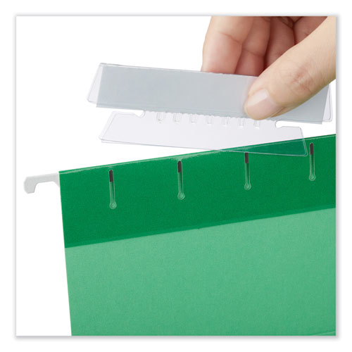 Image of Universal® Hanging File Folder Plastic Index Tabs, 1/3-Cut, Clear, 3.7" Wide, 25/Pack