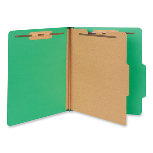 Image of Bright Colored Pressboard Classification Folders, 2" Expansion, 1 Divider, 4 Fasteners, Letter Size, Emerald Green, 10/Box