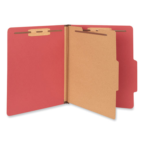 Image of Bright Colored Pressboard Classification Folders, 2" Expansion, 1 Divider, 4 Fasteners, Letter Size, Ruby Red, 10/Box