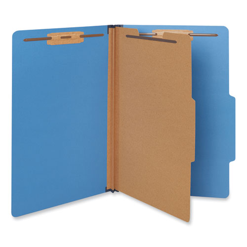 Image of Bright Colored Pressboard Classification Folders, 2" Expansion, 1 Divider, 4 Fasteners, Legal Size, Cobalt Blue, 10/Box