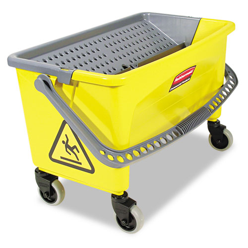 Image of Rubbermaid® Commercial Hygen™ Hygen Press Wring Bucket For Microfiber Flat Mops, 43 Qt, Yellow