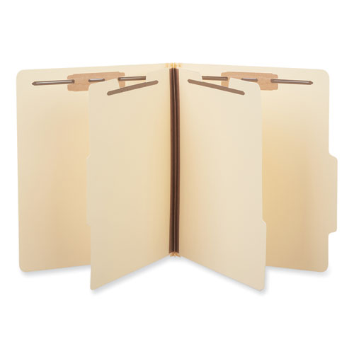 Six-Section Classification Folders, 2" Expansion, 2 Dividers, 6 Fasteners, Letter Size, Manila Exterior, 15/Box