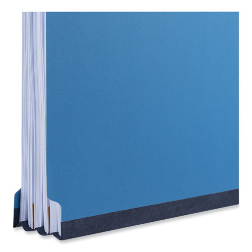 Image of Universal® Bright Colored Pressboard Classification Folders, 2" Expansion, 2 Dividers, 6 Fasteners, Letter Size, Cobalt Blue, 10/Box