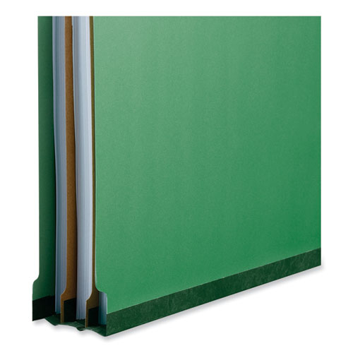 Image of Universal® Bright Colored Pressboard Classification Folders, 2" Expansion, 2 Dividers, 6 Fasteners, Legal Size, Emerald Green, 10/Box