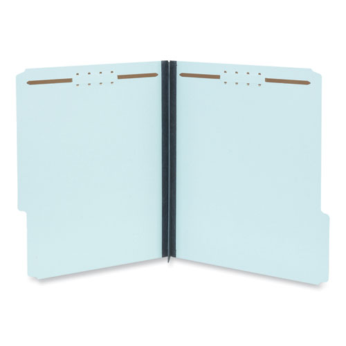 Universal® Top Tab Classification Folders, 2" Expansion, 2 Fasteners, Letter Size, Light Blue Exterior, 25/Box