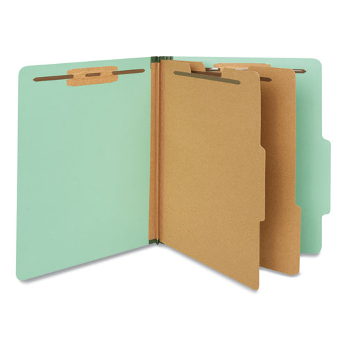 Image of Universal® Six-Section Classification Folders, Heavy-Duty Pressboard Cover, 2 Dividers, 6 Fasteners, Letter Size, Light Green, 20/Box