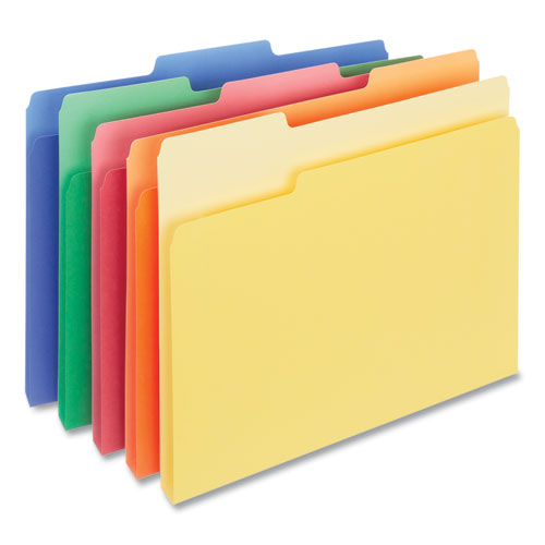 Image of Universal® Deluxe Colored Top Tab File Folders, 1/3-Cut Tabs: Assorted, Letter Size, Assorted Colors, 100/Box