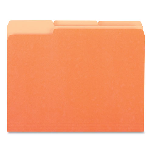 Image of Universal® Deluxe Colored Top Tab File Folders, 1/3-Cut Tabs: Assorted, Letter Size, Orange/Light Orange, 100/Box