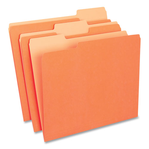Image of Universal® Deluxe Colored Top Tab File Folders, 1/3-Cut Tabs: Assorted, Letter Size, Orange/Light Orange, 100/Box