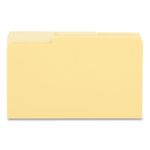 Image of Deluxe Colored Top Tab File Folders, 1/3-Cut Tabs: Assorted, Legal Size, Yellow/Light Yellow, 100/Box