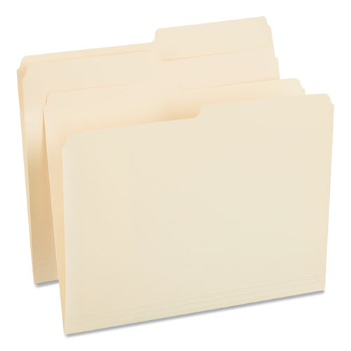 Image of Universal® Top Tab File Folders, 1/2-Cut Tabs: Assorted, Letter Size, 0.75" Expansion, Manila, 100/Box