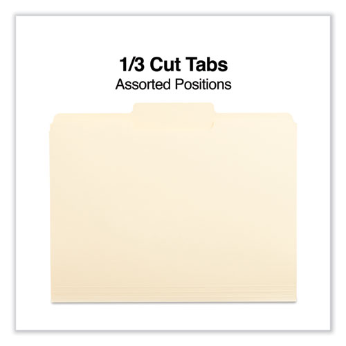 Image of Universal® Top Tab File Folders, 1/3-Cut Tabs: Center Position, Letter Size, 0.75" Expansion, Manila, 100/Box