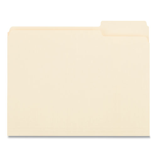 Image of Universal® Top Tab File Folders, 1/3-Cut Tabs: Right Position, Letter Size, 0.75" Expansion, Manila, 100/Box