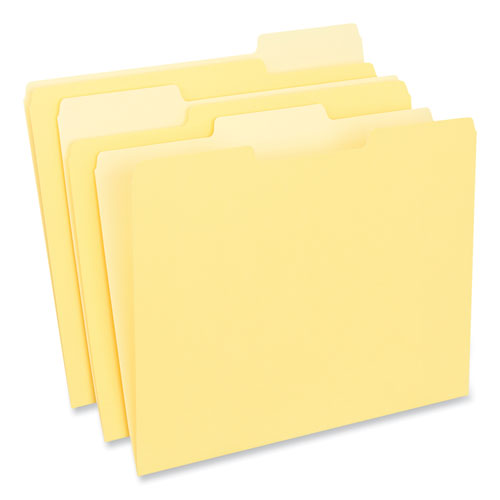 Image of Universal® Interior File Folders, 1/3-Cut Tabs: Assorted, Letter Size, 11-Pt Stock, Yellow, 100/Box