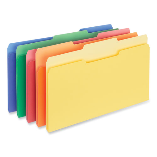 Image of Interior File Folders, 1/3-Cut Tabs: Assorted, Letter Size, 11-pt Stock, Assorted Colors, 100/Box