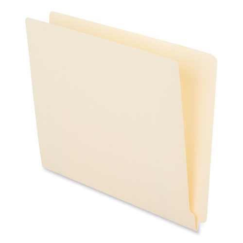 Image of Universal® Deluxe Reinforced End Tab Folders, 9" High Front, Straight Tabs, Letter Size, 0.75" Expansion, Manila, 100/Box