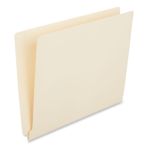Image of Universal® Deluxe Reinforced End Tab Folders, Straight Tabs, Letter Size, 0.75" Expansion, Manila, 100/Box