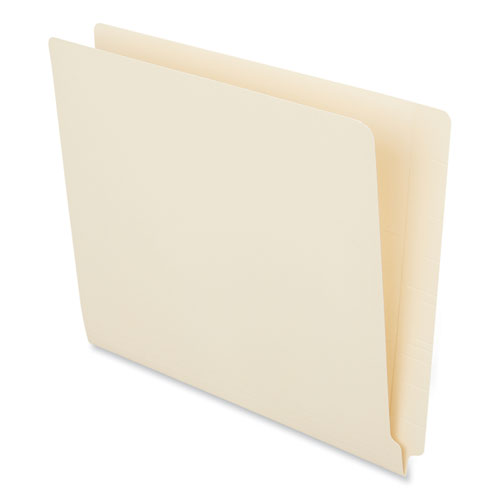 Image of Universal® Deluxe Reinforced End Tab Folders, Straight Tabs, Letter Size, 0.75" Expansion, Manila, 100/Box