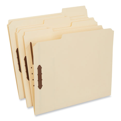 Deluxe Reinforced Top Tab Fastener Folders, 0.75" Expansion, 2 Fasteners, Letter Size, Manila Exterior, 50/Box