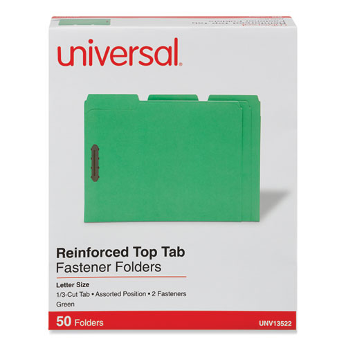 Deluxe+Reinforced+Top+Tab+Fastener+Folders%2C+0.75%22+Expansion%2C+2+Fasteners%2C+Letter+Size%2C+Green+Exterior%2C+50%2FBox