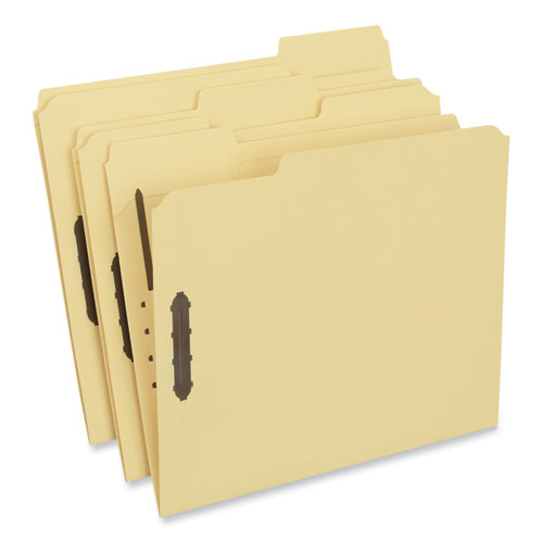 Image of Deluxe Reinforced Top Tab Fastener Folders, 0.75" Expansion, 2 Fasteners, Letter Size, Yellow Exterior, 50/Box