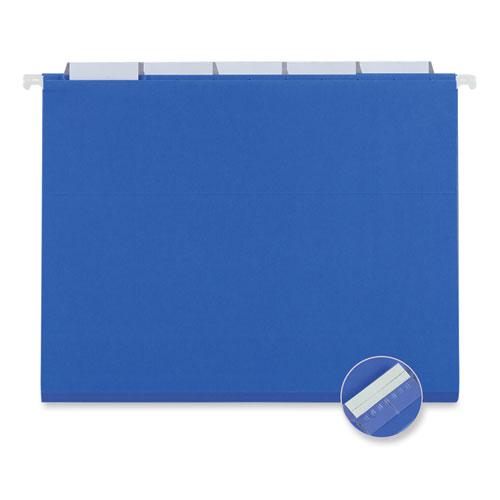 Image of Universal® Deluxe Bright Color Hanging File Folders, Letter Size, 1/5-Cut Tabs, Blue, 25/Box