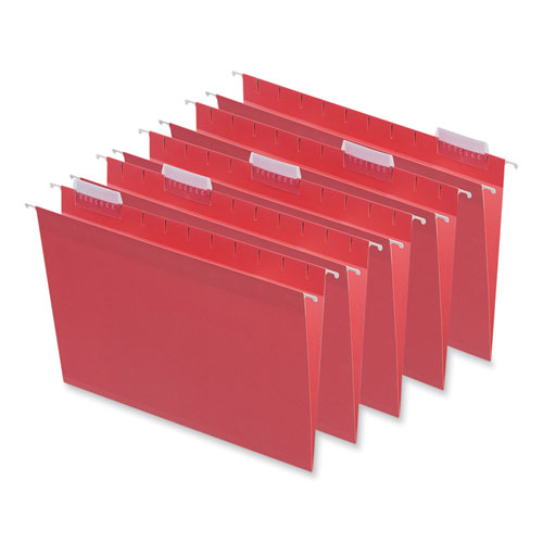 Image of Deluxe Bright Color Hanging File Folders, Letter Size, 1/5-Cut Tabs, Red, 25/Box