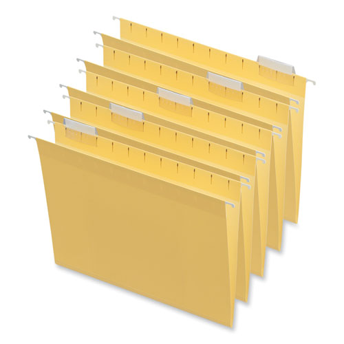 Deluxe Bright Color Hanging File Folders, Letter Size, 1/5-Cut Tabs, Yellow, 25/Box