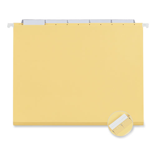 Image of Deluxe Bright Color Hanging File Folders, Letter Size, 1/5-Cut Tabs, Yellow, 25/Box