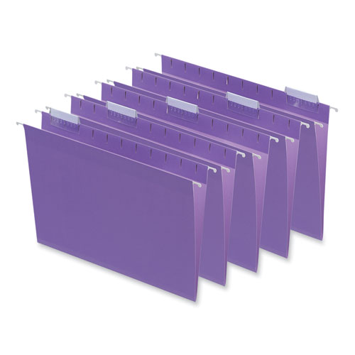 Image of Deluxe Bright Color Hanging File Folders, Letter Size, 1/5-Cut Tabs, Violet, 25/Box