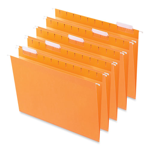 Image of Deluxe Bright Color Hanging File Folders, Letter Size, 1/5-Cut Tabs, Orange, 25/Box