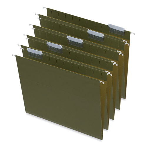 Image of Universal® Box Bottom Hanging File Folders, 1" Capacity, Letter Size, 1/5-Cut Tabs, Standard Green, 25/Box