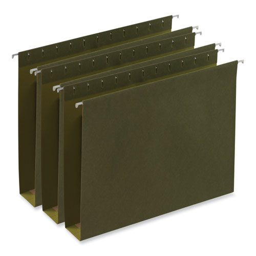 Universal® Box Bottom Hanging File Folders, 2" Capacity, Letter Size, 1/5-Cut Tabs, Standard Green, 25/Box