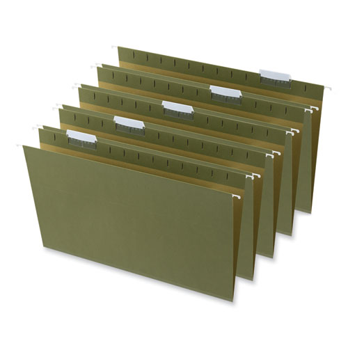 Universal® Box Bottom Hanging File Folders, 1" Capacity, Legal Size, 1/5-Cut Tabs, Standard Green, 25/Box