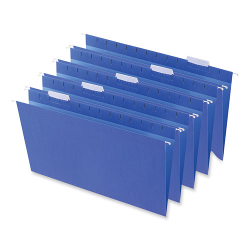 Image of Deluxe Bright Color Hanging File Folders, Legal Size, 1/5-Cut Tabs, Blue, 25/Box
