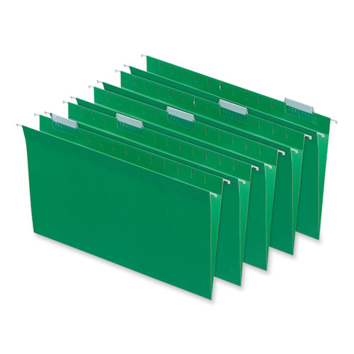 Image of Universal® Deluxe Bright Color Hanging File Folders, Legal Size, 1/5-Cut Tabs, Bright Green, 25/Box