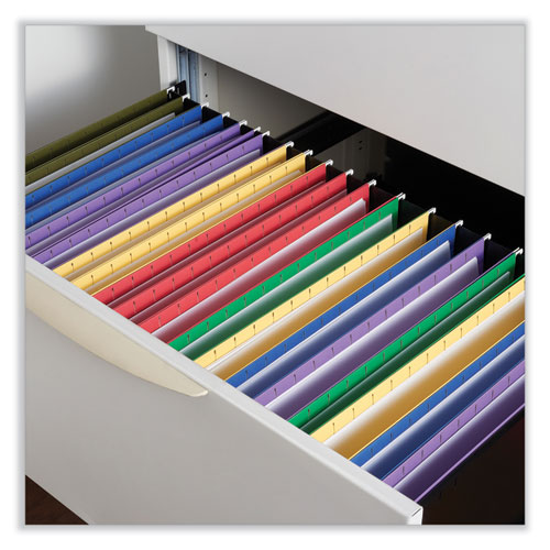Image of Deluxe Bright Color Hanging File Folders, Legal Size, 1/5-Cut Tabs, Yellow, 25/Box