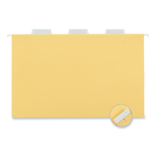 Image of Universal® Deluxe Bright Color Hanging File Folders, Legal Size, 1/5-Cut Tabs, Yellow, 25/Box