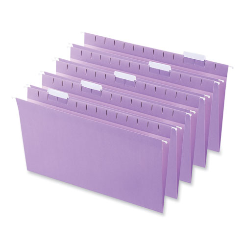 Deluxe Bright Color Hanging File Folders, Legal Size, 1/5-Cut Tabs, Violet, 25/Box