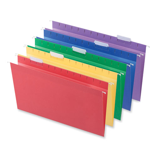 Image of Universal® Deluxe Bright Color Hanging File Folders, Legal Size, 1/5-Cut Tabs, Assorted Colors, 25/Box