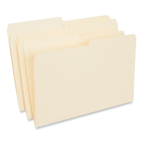 Image of Top Tab File Folders, 1/2-Cut Tabs: Assorted, Legal Size, 0.75" Expansion, Manila, 100/Box