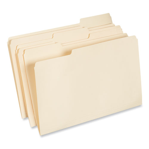 Image of Top Tab File Folders, 1/3-Cut Tabs: Assorted, Legal Size, 0.75" Expansion, Manila, 100/Box