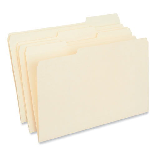 Image of Universal® Interior File Folders, 1/3-Cut Tabs: Assorted, Legal Size, 9.5-Pt Manila, 100/Box